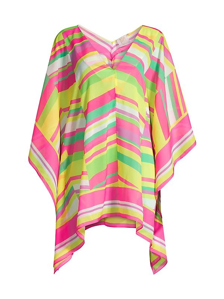 Chevron Chiffon Cover-Up Caftan