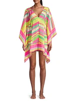 Chevron Chiffon Cover-Up Caftan