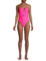 Belted Halter One-Piece Swimsuit