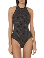 Jackie Textured Halterneck One-Piece Swimsuit