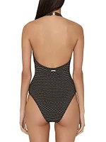 Jackie Textured Halterneck One-Piece Swimsuit