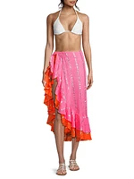 Resort Striped Ruffled Cover-Up Skirt