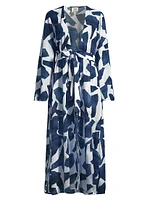 Vince Ocean Puzzle Chiffon Cover-Up Robe