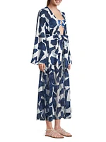 Vince Ocean Puzzle Chiffon Cover-Up Robe