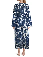 Vince Ocean Puzzle Chiffon Cover-Up Robe