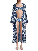 Vince Ocean Puzzle Chiffon Cover-Up Robe