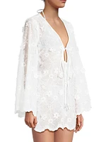 Viara Floral-Appliqué Cover-Up