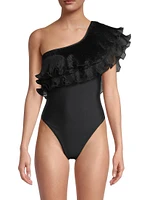 Pleated Organza One-Piece Swimsuit