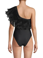 Pleated Organza One-Piece Swimsuit