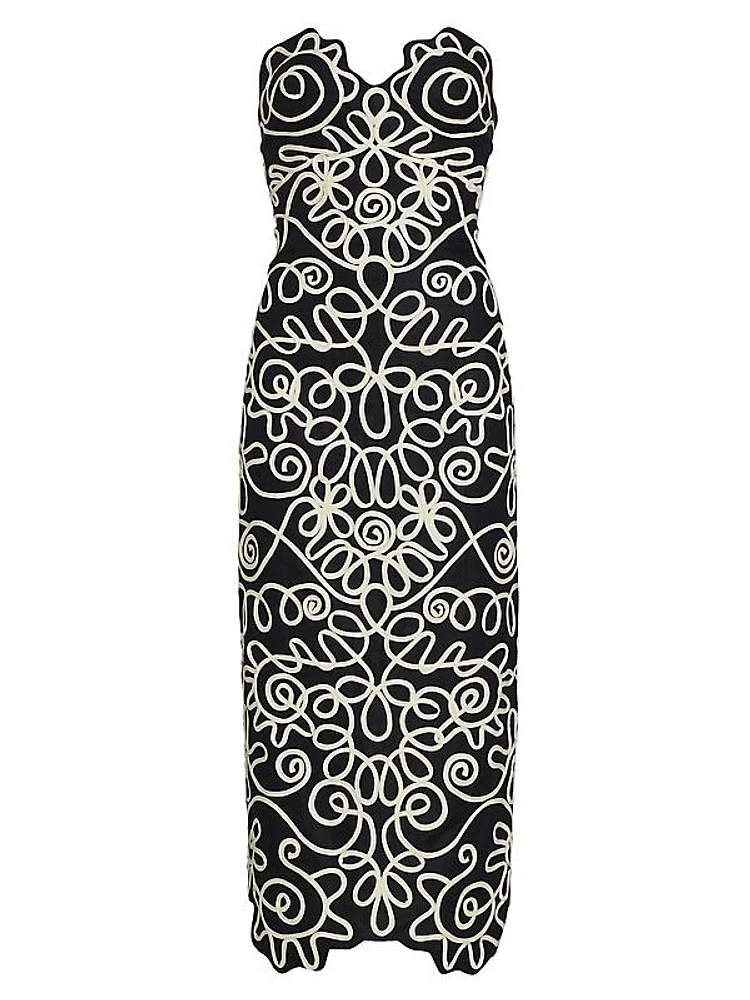 Stella Geometric Strapless Midi-Dress