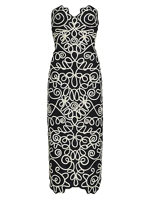 Stella Geometric Strapless Midi-Dress