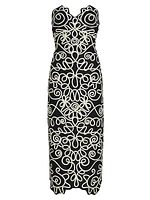 Stella Geometric Strapless Midi-Dress