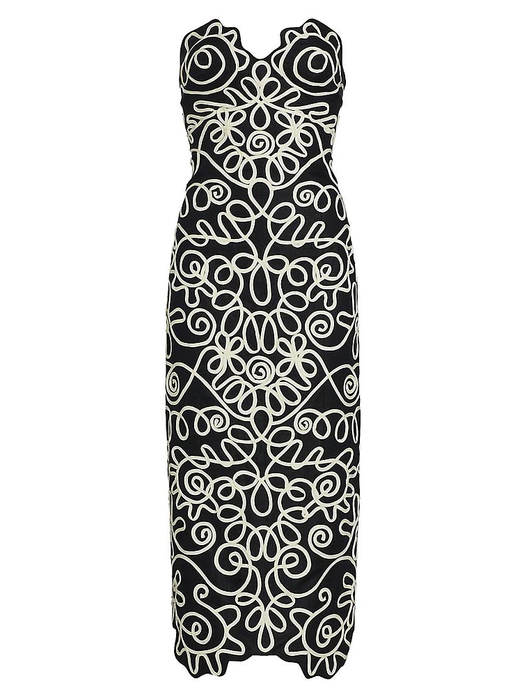 Stella Geometric Strapless Midi-Dress