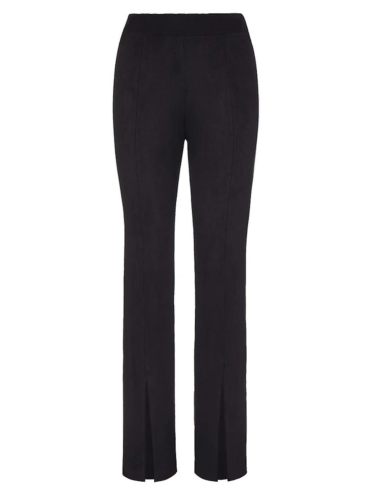 Faux-Suede Split-Hem Pants