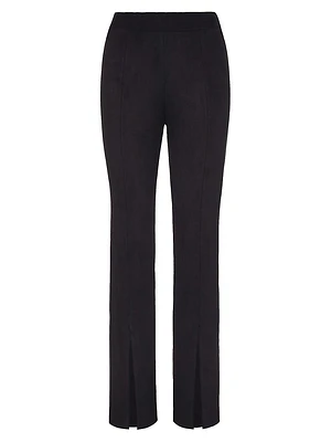 Faux-Suede Split-Hem Pants