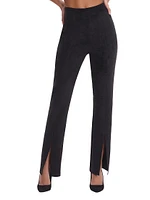 Faux-Suede Split-Hem Pants