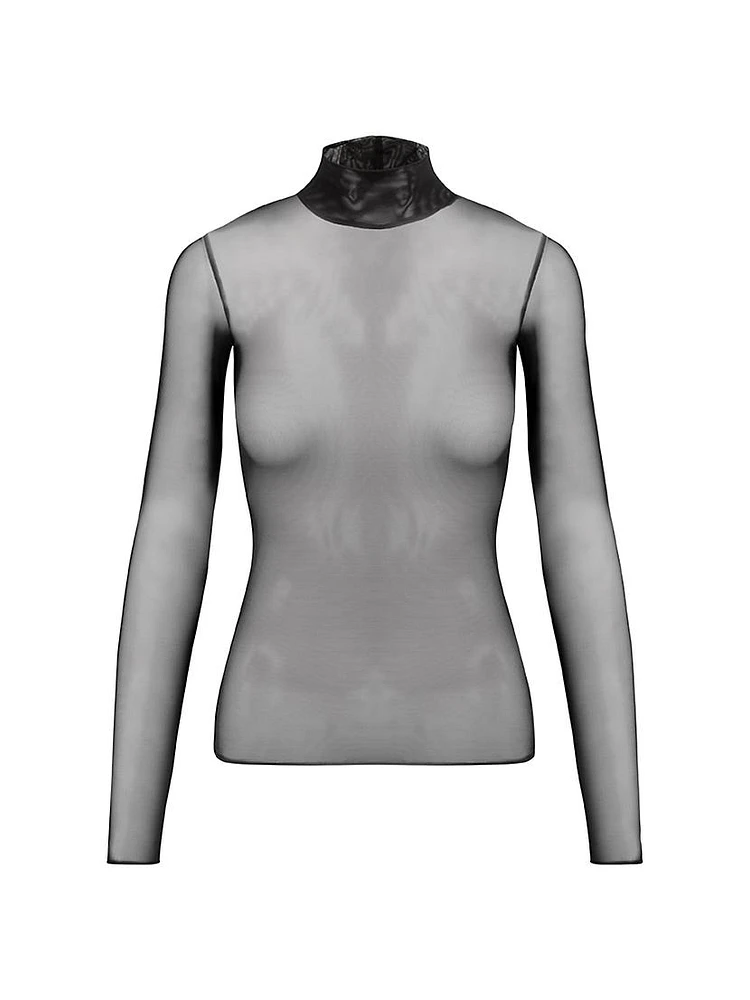 Chic Mesh Fitted Turtleneck