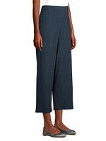 Rib-Knit Cropped Wide-Leg Pants