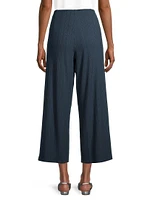 Rib-Knit Cropped Wide-Leg Pants