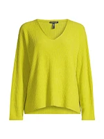 Cashmere Rib-Knit V-Neck Sweater