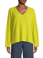 Cashmere Rib-Knit V-Neck Sweater