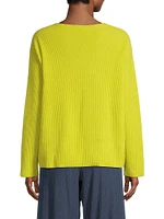 Cashmere Rib-Knit V-Neck Sweater