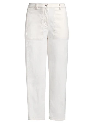 Lantern Stretch Cotton Straight-Leg Pants