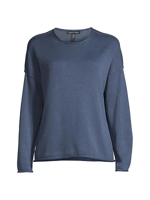 Cotton-Blend Drop-Sleeve Crewneck Sweater