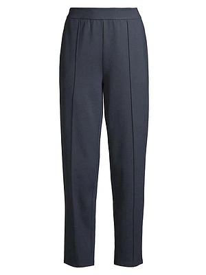 Pintuck Tapered-Leg Cropped Pants