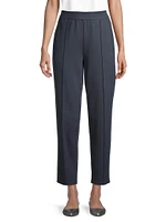 Pintuck Tapered-Leg Cropped Pants