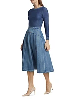 Maxwell Denim Midi-Dress