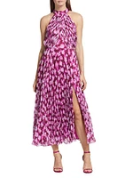 Lauren Halter Floral Chiffon Midi-Dress