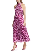 Lauren Halter Floral Chiffon Midi-Dress