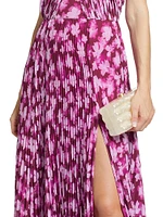 Lauren Halter Floral Chiffon Midi-Dress