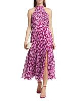 Lauren Halter Floral Chiffon Midi-Dress