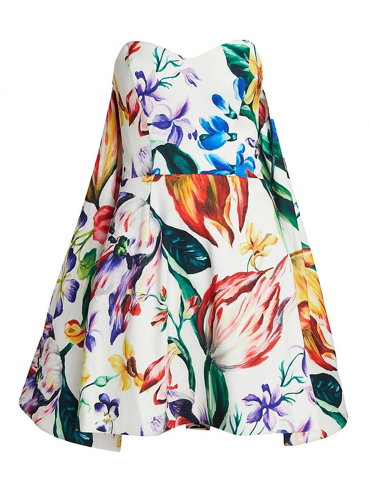 Floral Mikado Satin Cocktail Minidress