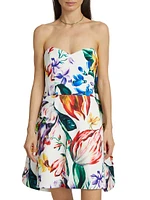 Floral Mikado Satin Cocktail Minidress