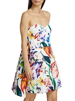 Floral Mikado Satin Cocktail Minidress