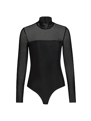 Chic Mesh Mock Turtleneck Bodysuit