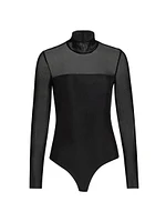 Chic Mesh Mock Turtleneck Bodysuit