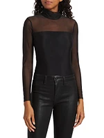 Chic Mesh Mock Turtleneck Bodysuit