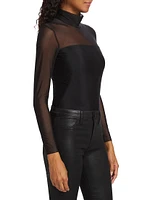 Chic Mesh Mock Turtleneck Bodysuit