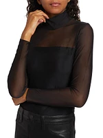 Chic Mesh Mock Turtleneck Bodysuit