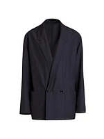 Double-Breasted Wool-Blend Suit Jacket