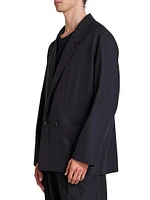 Double-Breasted Wool-Blend Suit Jacket