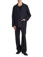 Double-Breasted Wool-Blend Suit Jacket