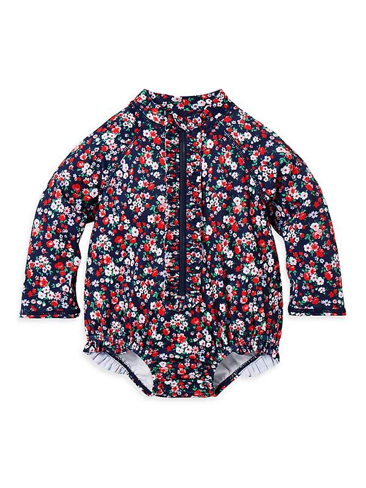 Baby's Floral Rash Guard Swimsuit