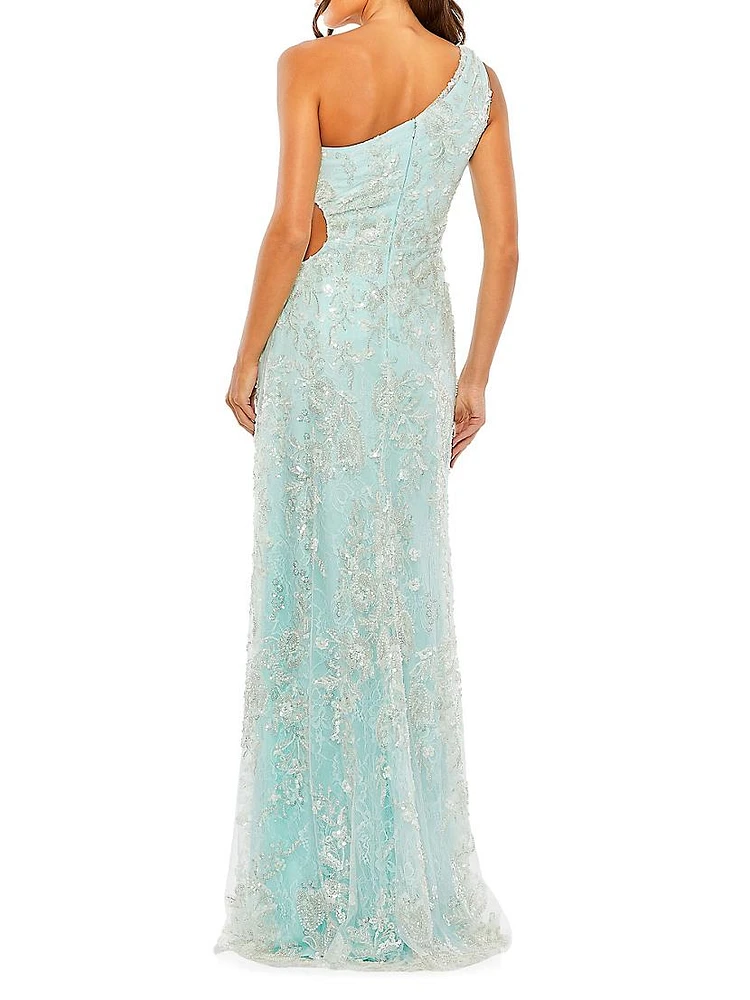 One-Shoulder Embellished Gown