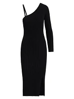 One-Shoulder Merino Wool Midi-Dress