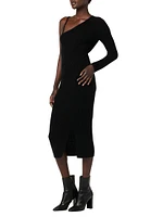 One-Shoulder Merino Wool Midi-Dress